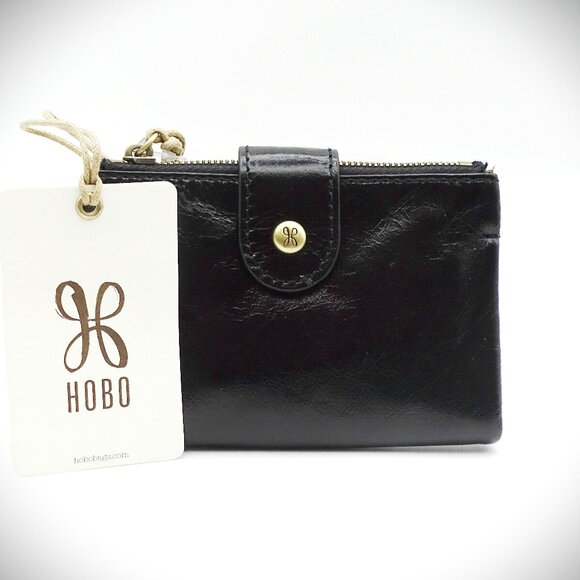 HOBO INTERNATIONAL Ray Genuine Black Distressed Leather Bifold Wallet - Picture 1 of 8